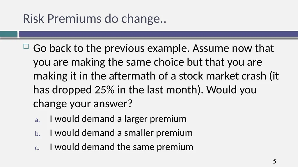 Hurdle rates III: Estimating Equity risk premiums - slide 5 of 12