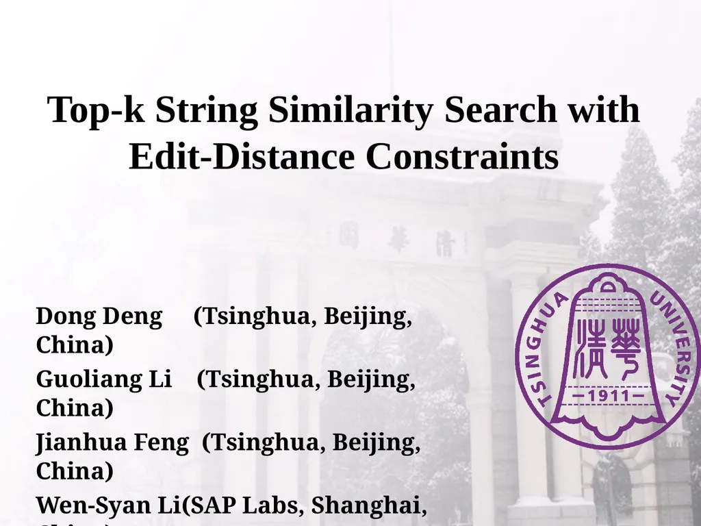 Top-k String Similarity Search with Edit-Distance - slide 1 of 54