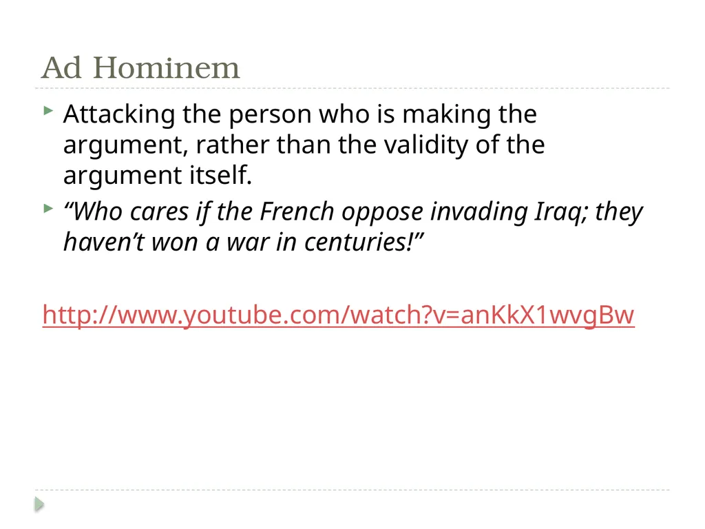 Logical Fallacies What to Avoid in Your Argument - slide 9 of 12