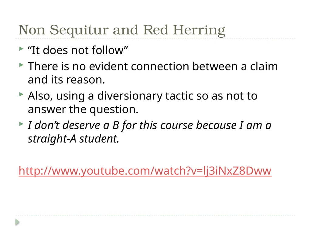 Logical Fallacies What to Avoid in Your Argument - slide 11 of 12