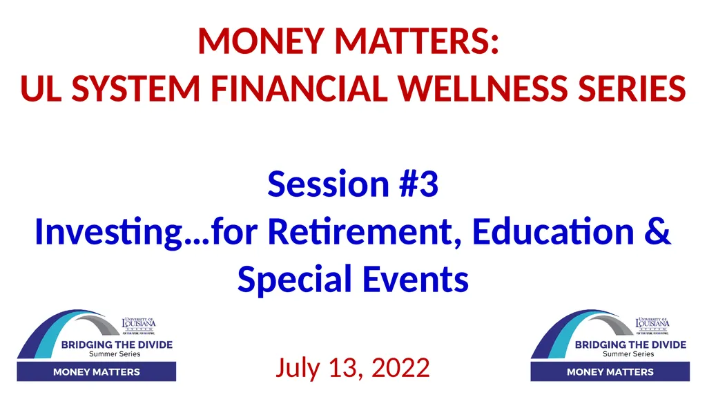 MONEY MATTERS: UL SYSTEM FINANCIAL WELLNESS SERIES