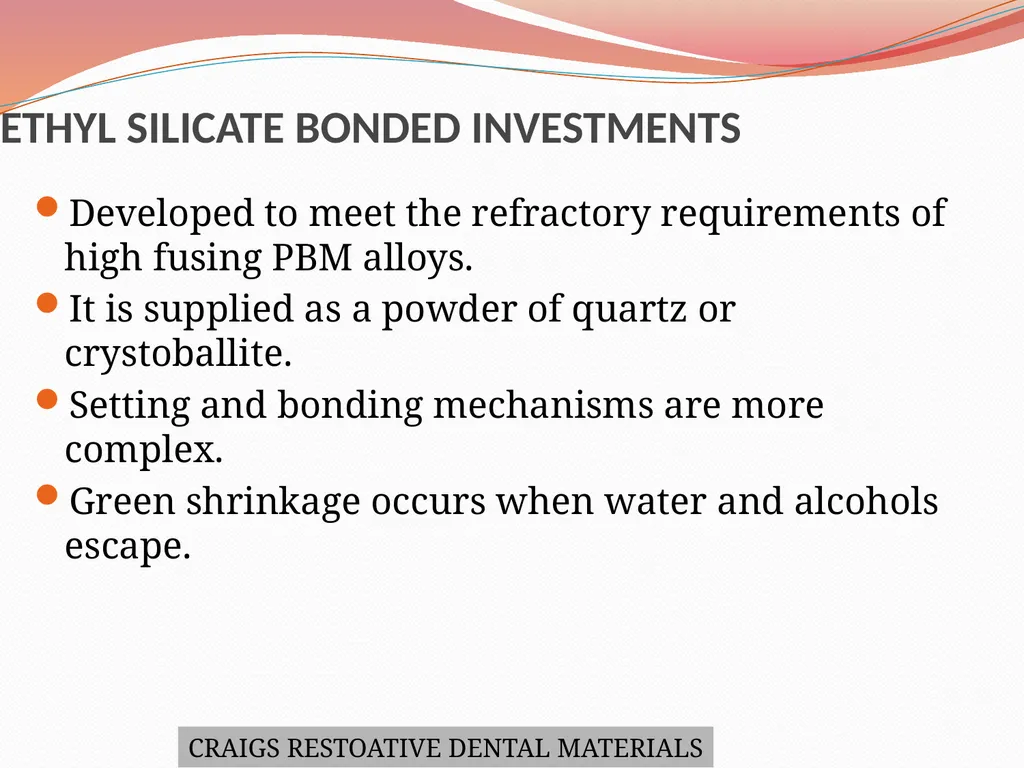 MODELS AND DIE MATERIALS CONTENTS INTRODUCTION - slide 23 of 41
