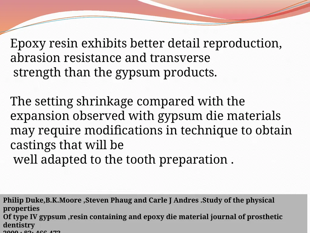 MODELS AND DIE MATERIALS CONTENTS INTRODUCTION - slide 32 of 41