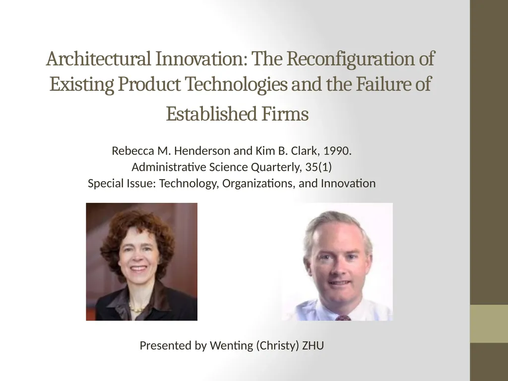 Architectural Innovation: The Reconfiguration of - slide 1 of 10