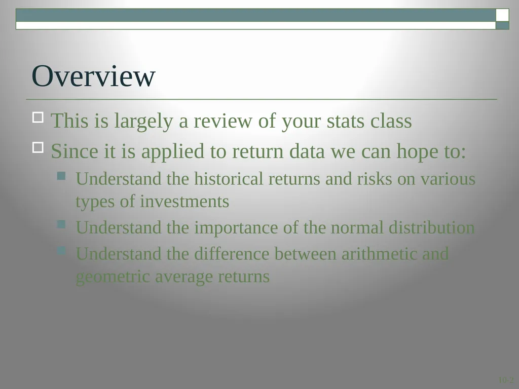 Risk and Return: Lessons from Market History - slide 2 of 30
