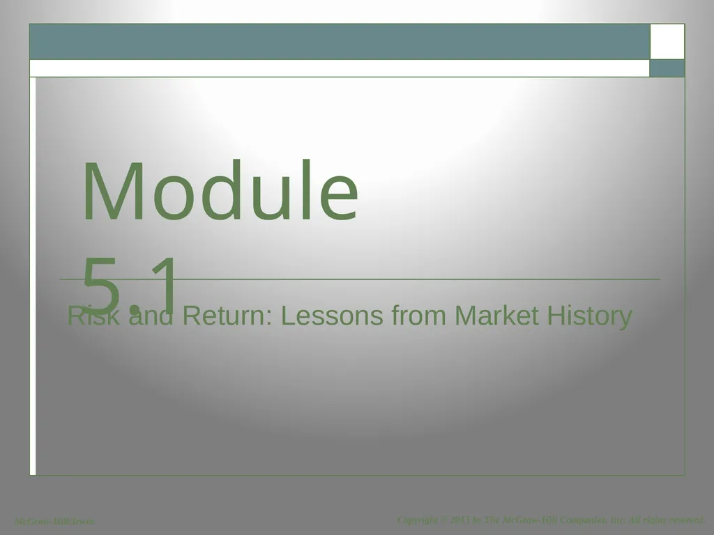 Risk and Return: Lessons from Market History - slide 1 of 30