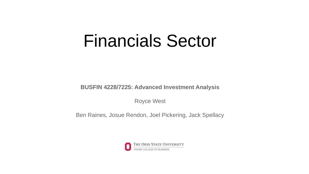 Financials Sector BUSFIN 4228/7225: Advanced - slide 1 of 23