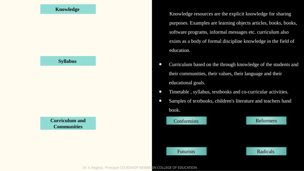 KNOWLEDGE AND CURRICULUM Unit VIII- Resource and - slide 7 of 21