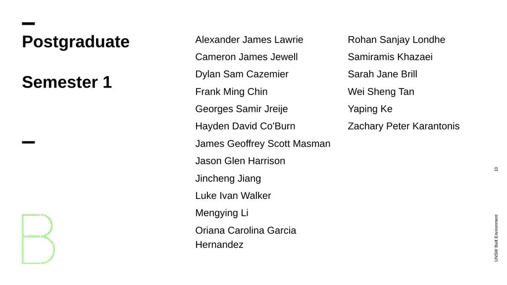 Congratulations 2017 Built Environment Dean’s - slide 13 of 15