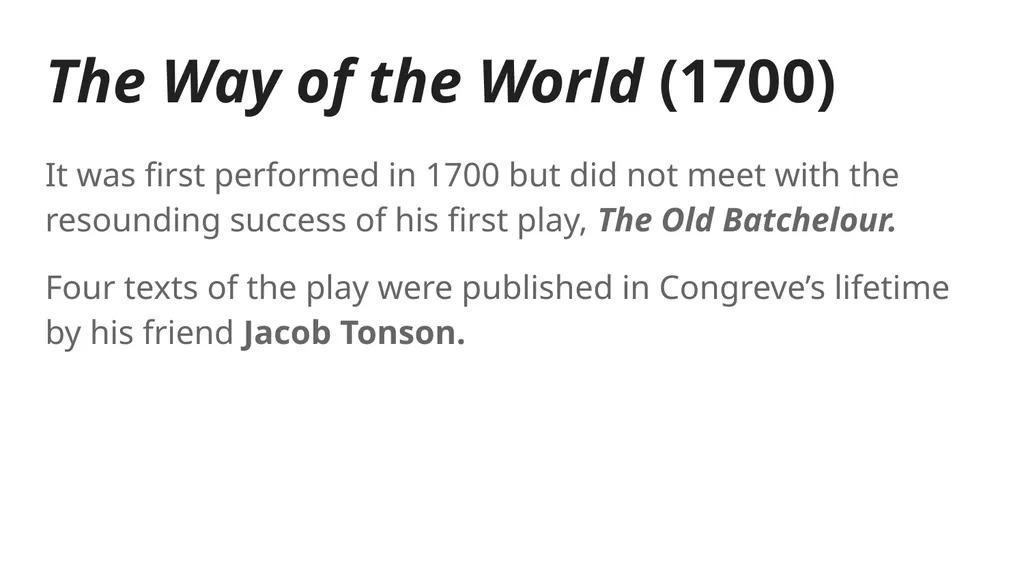 William Congreve An Introduction Introduction - slide 8 of 10