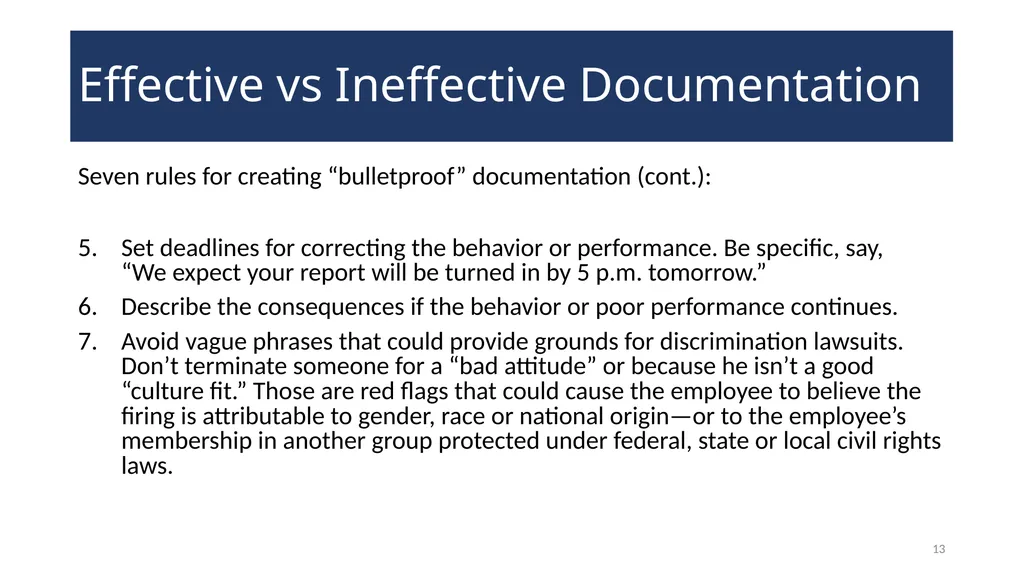 Documenting Employment Actions WELCOME! 2 - slide 13 of 28