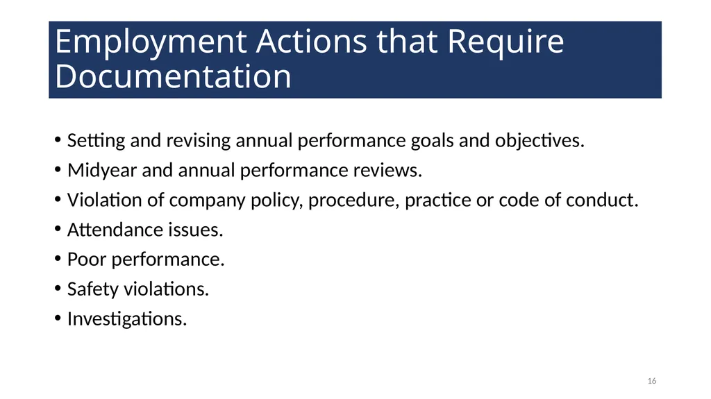 Documenting Employment Actions WELCOME! 2 - slide 16 of 28