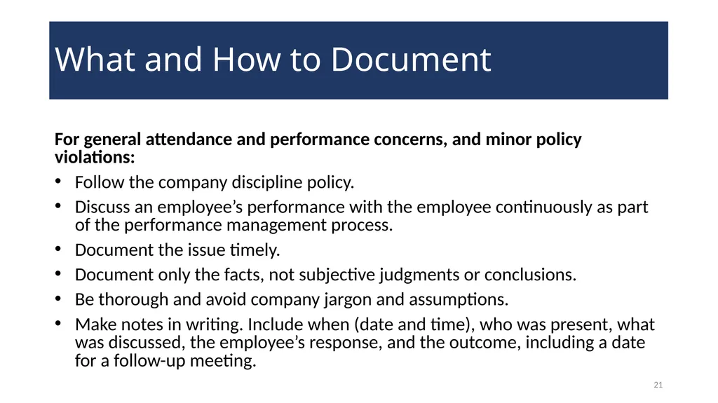 Documenting Employment Actions WELCOME! 2 - slide 21 of 28