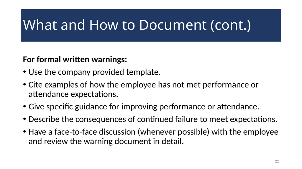Documenting Employment Actions WELCOME! 2 - slide 22 of 28