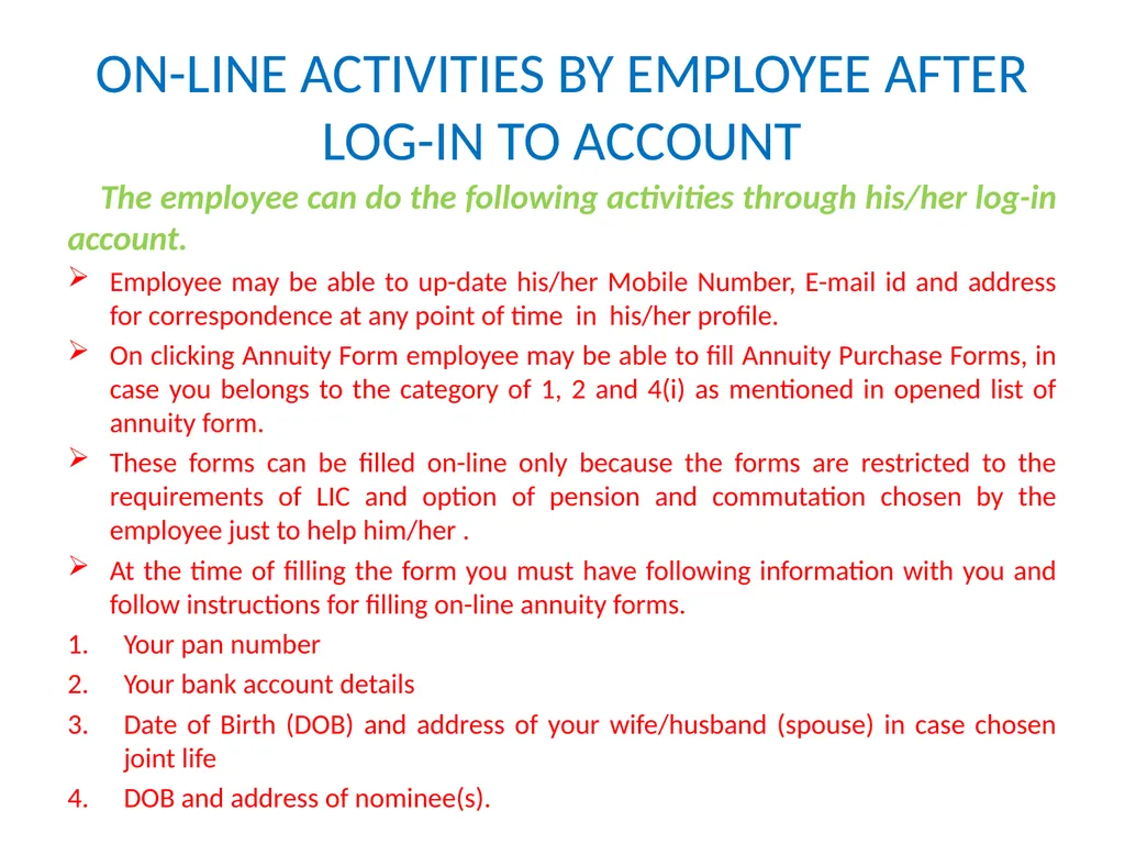 EMPLOYEE USER MANUAL EMPLOYEE REGISTRATION AND - slide 5 of 8