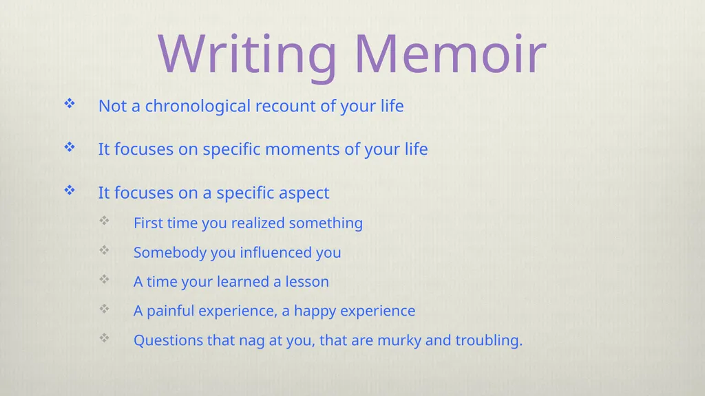 Keeping Memory Alive Through Writing “Whatever - slide 2 of 7