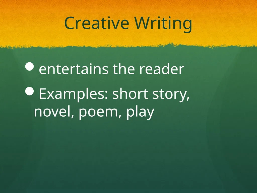 Types of Writing So, what do I write? People write - slide 8 of 9