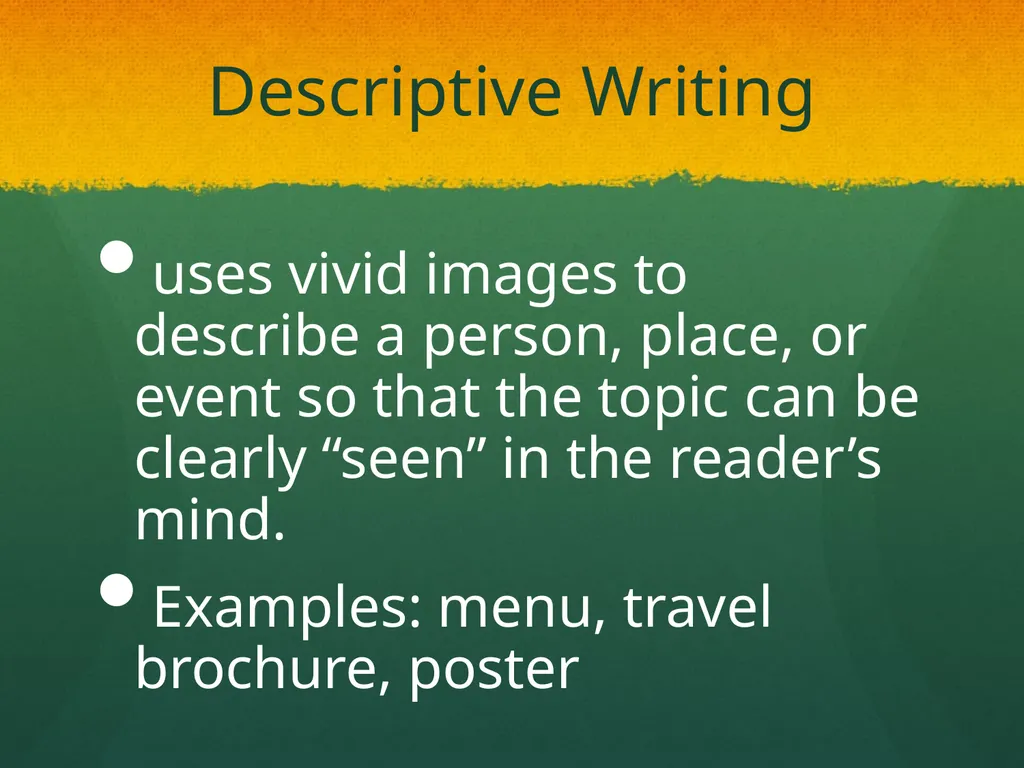 Types of Writing So, what do I write? People write - slide 5 of 9