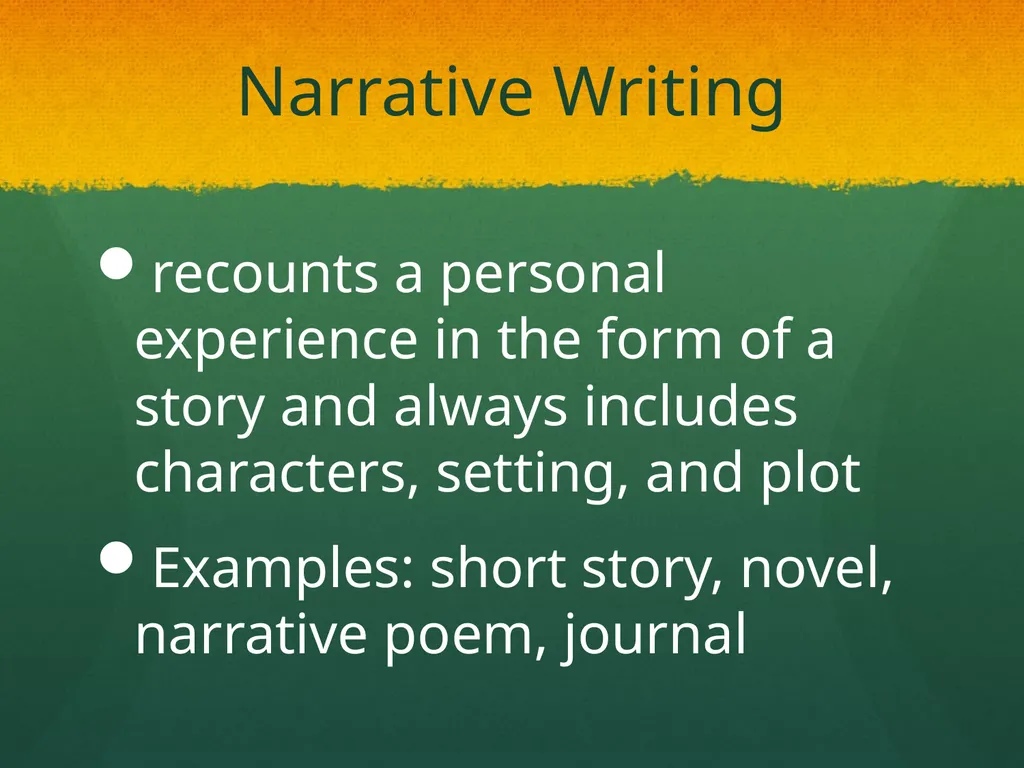 Types of Writing So, what do I write? People write - slide 4 of 9
