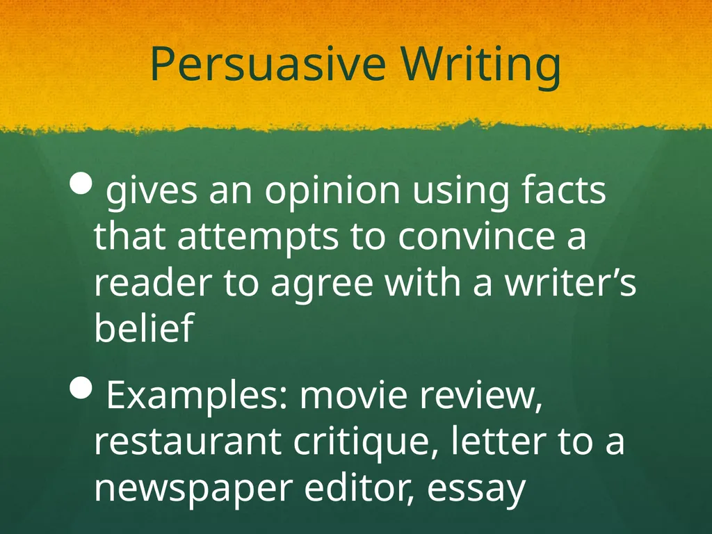 Types of Writing So, what do I write? People write - slide 7 of 9