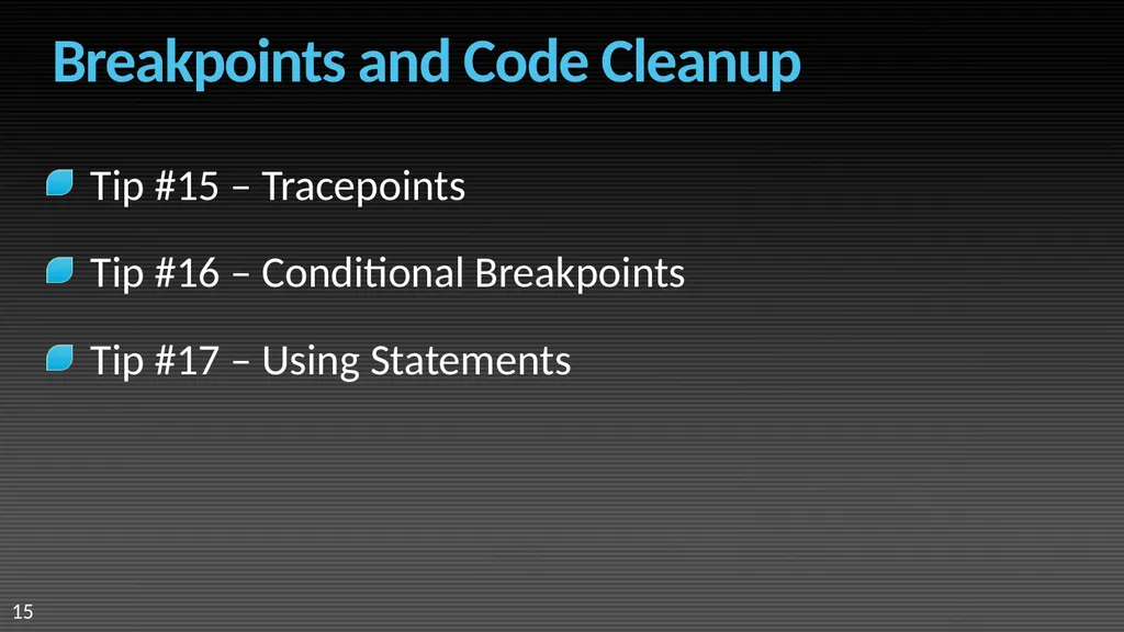 Visual Studio 2008 IDE Tips and Tricks Sara Ford - slide 15 of 21