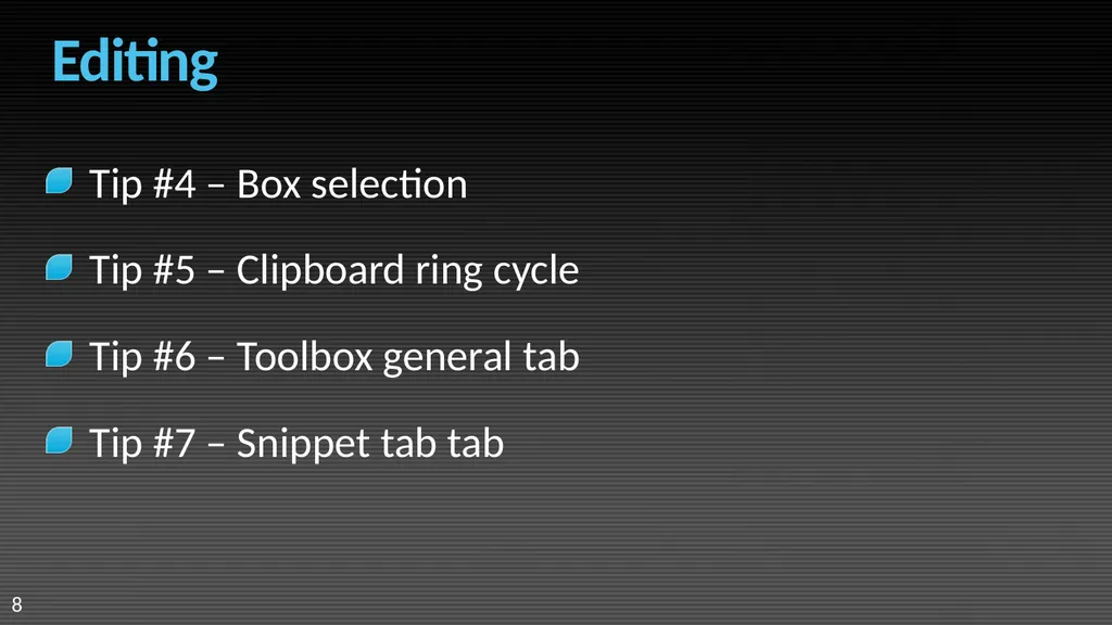 Visual Studio 2008 IDE Tips and Tricks Sara Ford - slide 8 of 21