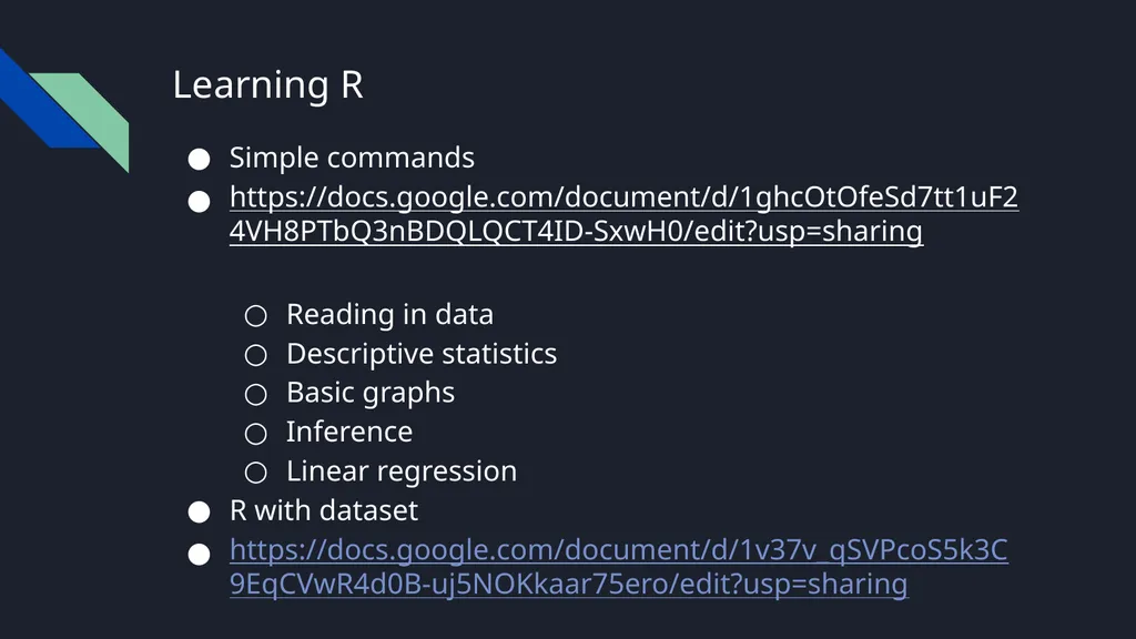 Implementing R in your Intro Statistics Course - slide 4 of 9