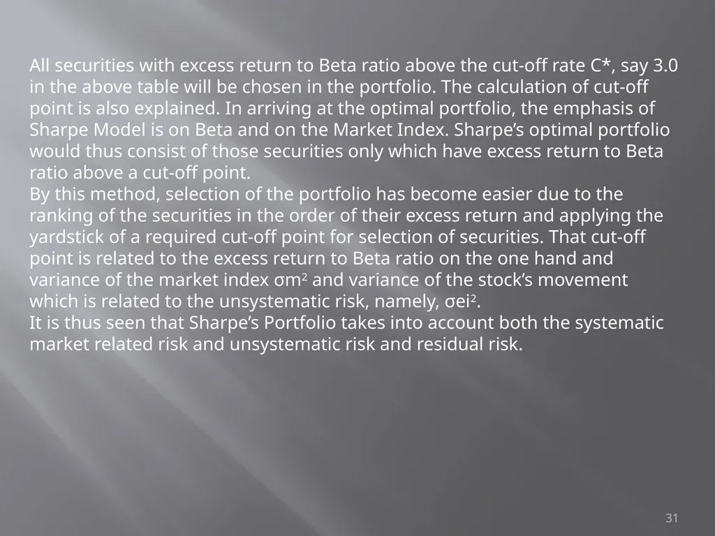 Portfolio Management Prof Anil K kothari 1 - slide 31 of 74