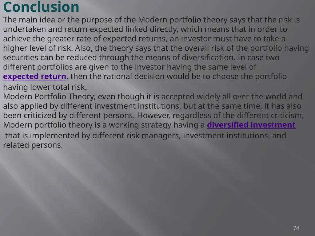Portfolio Management Prof Anil K kothari 1 - slide 74 of 74