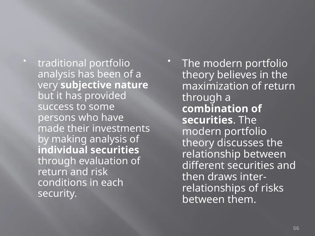 Portfolio Management Prof Anil K kothari 1 - slide 66 of 74