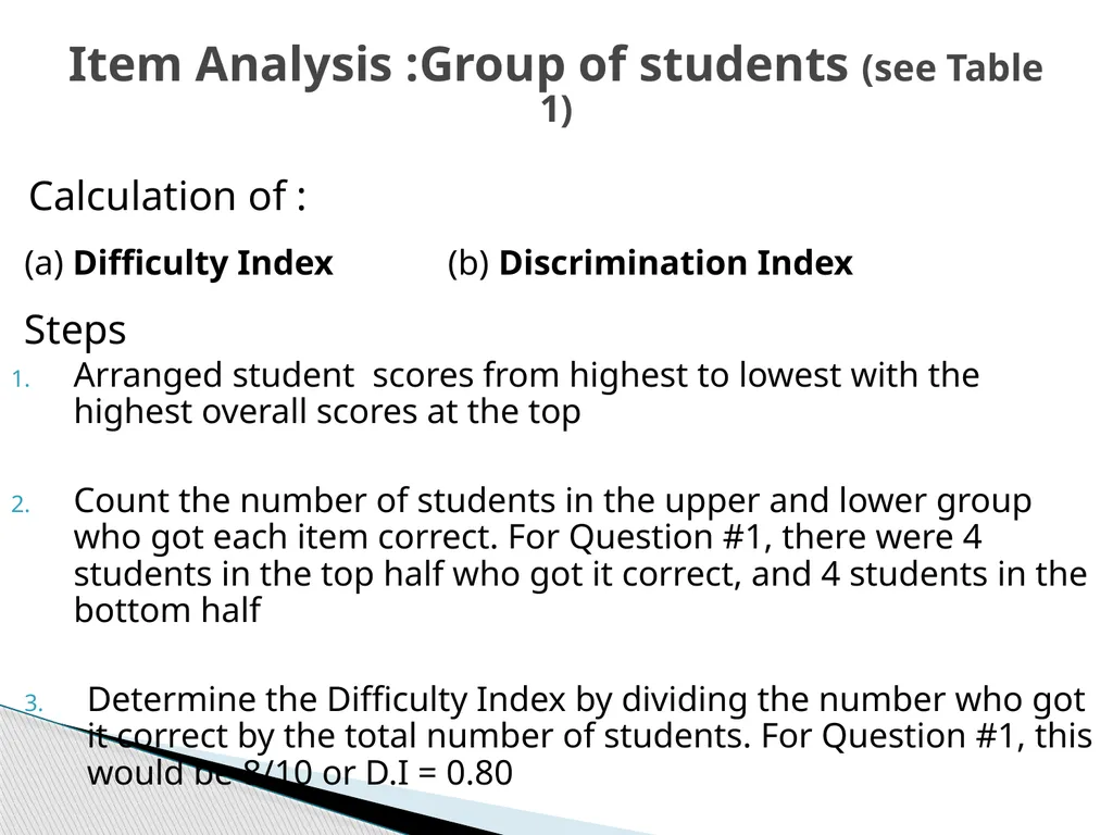 ITEM ANALYSIS By Dr. Arthur Joseph At the end of - slide 11 of 20