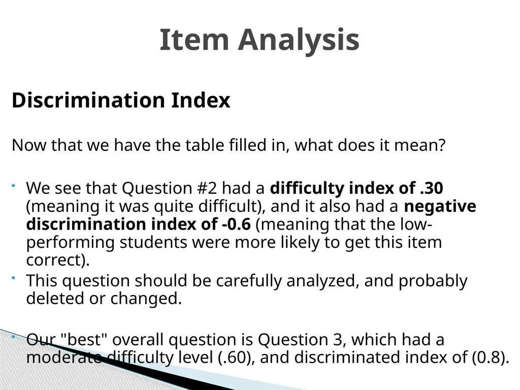 ITEM ANALYSIS By Dr. Arthur Joseph At the end of - slide 19 of 20