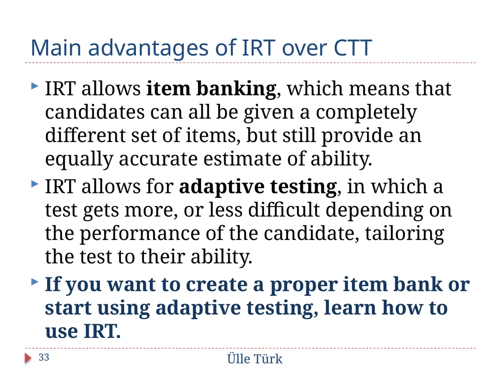 To IRT or not to IRT: how to decide STANAG - slide 33 of 38
