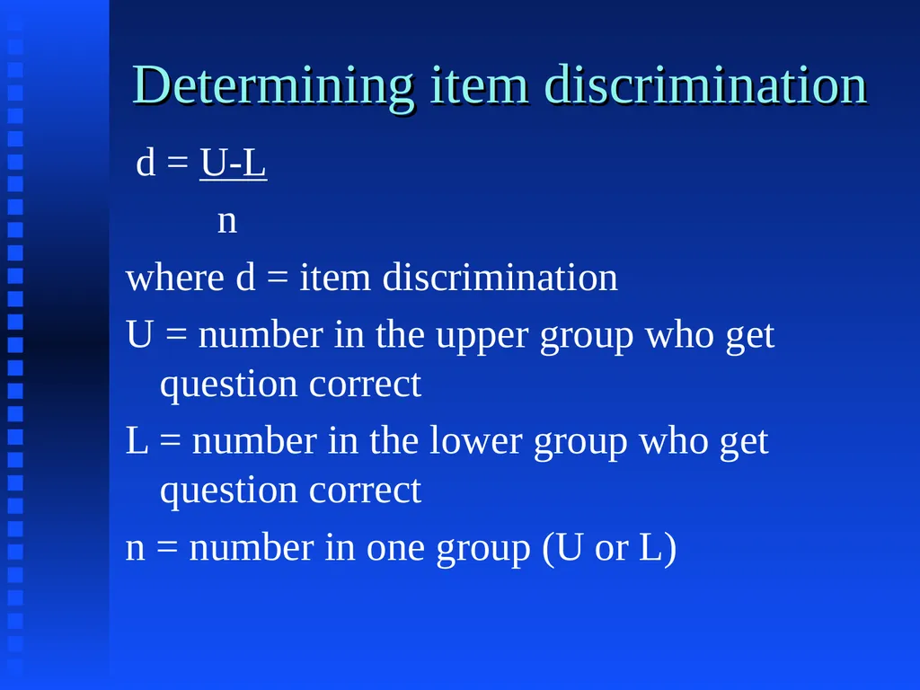 Item Analysis What makes a question good??? Answer - slide 12 of 16