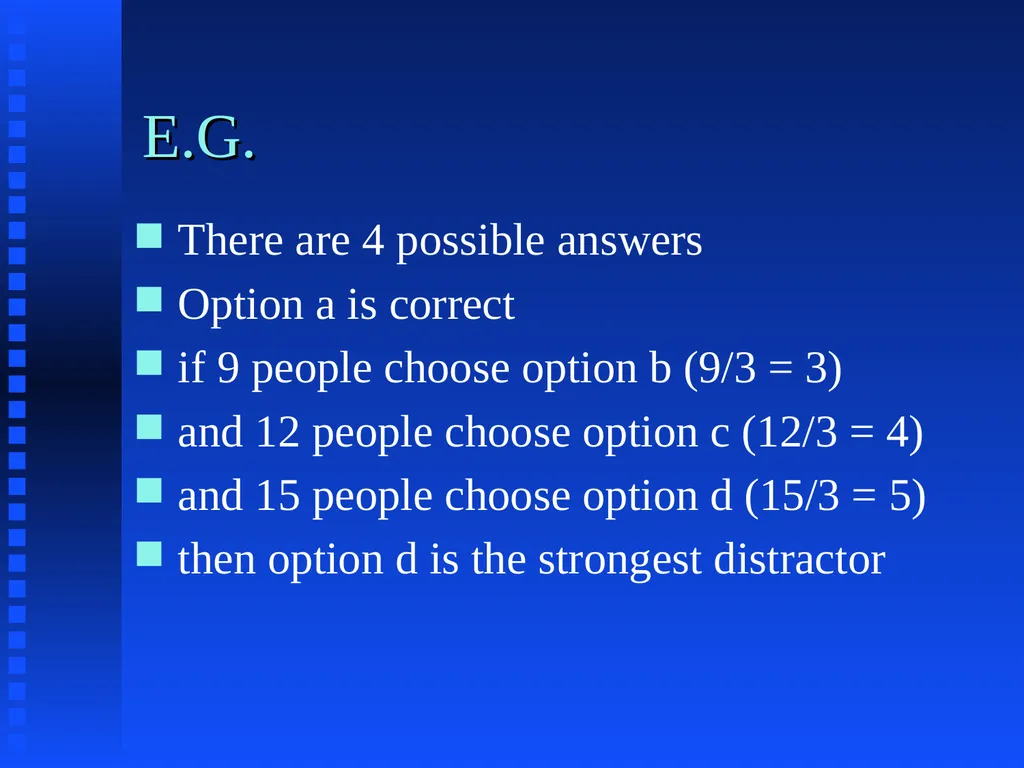 Item Analysis What makes a question good??? Answer - slide 5 of 16
