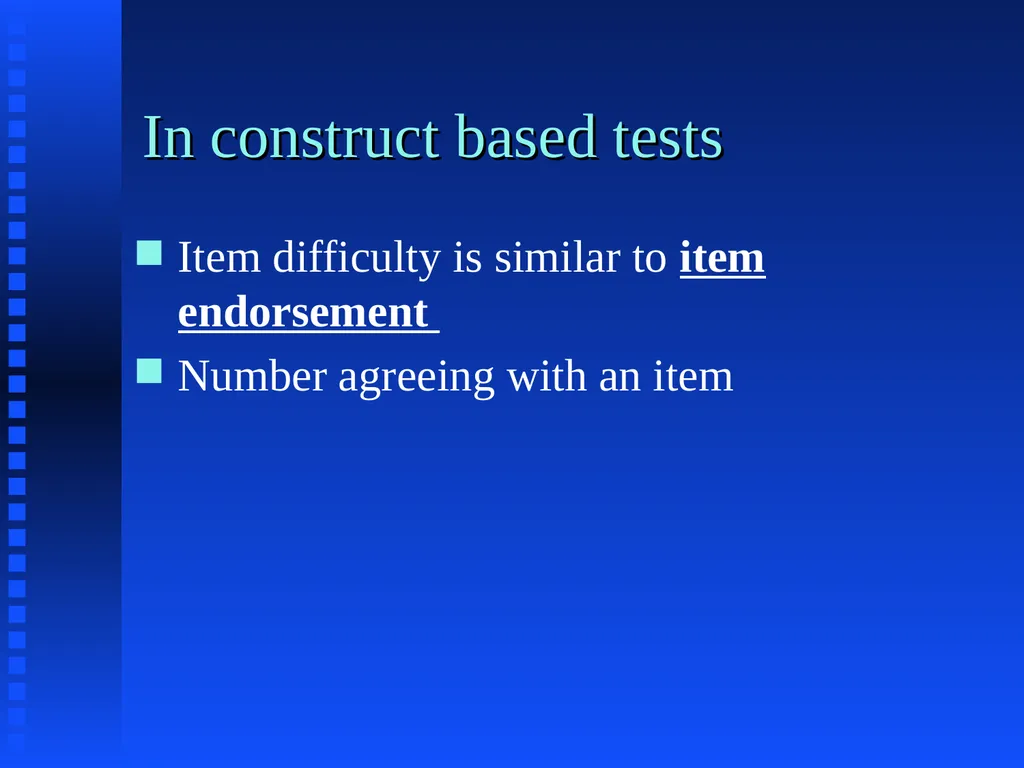 Item Analysis What makes a question good??? Answer - slide 8 of 16