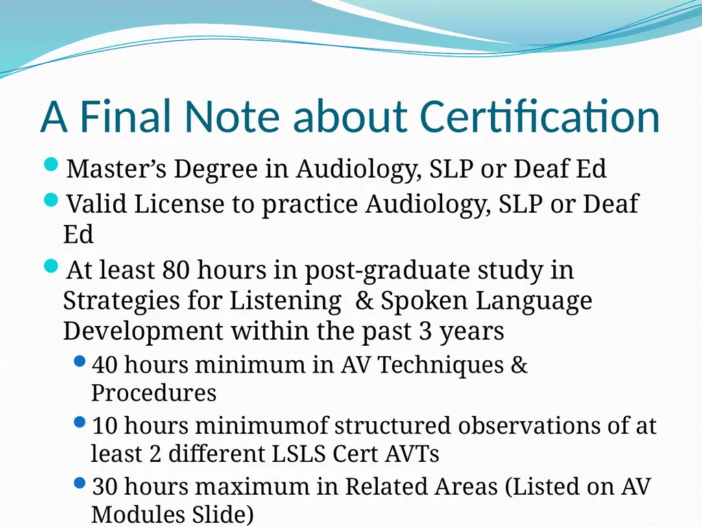 Auditory-Verbal Therapy Shelley Chesney, M.S., - slide 51 of 53