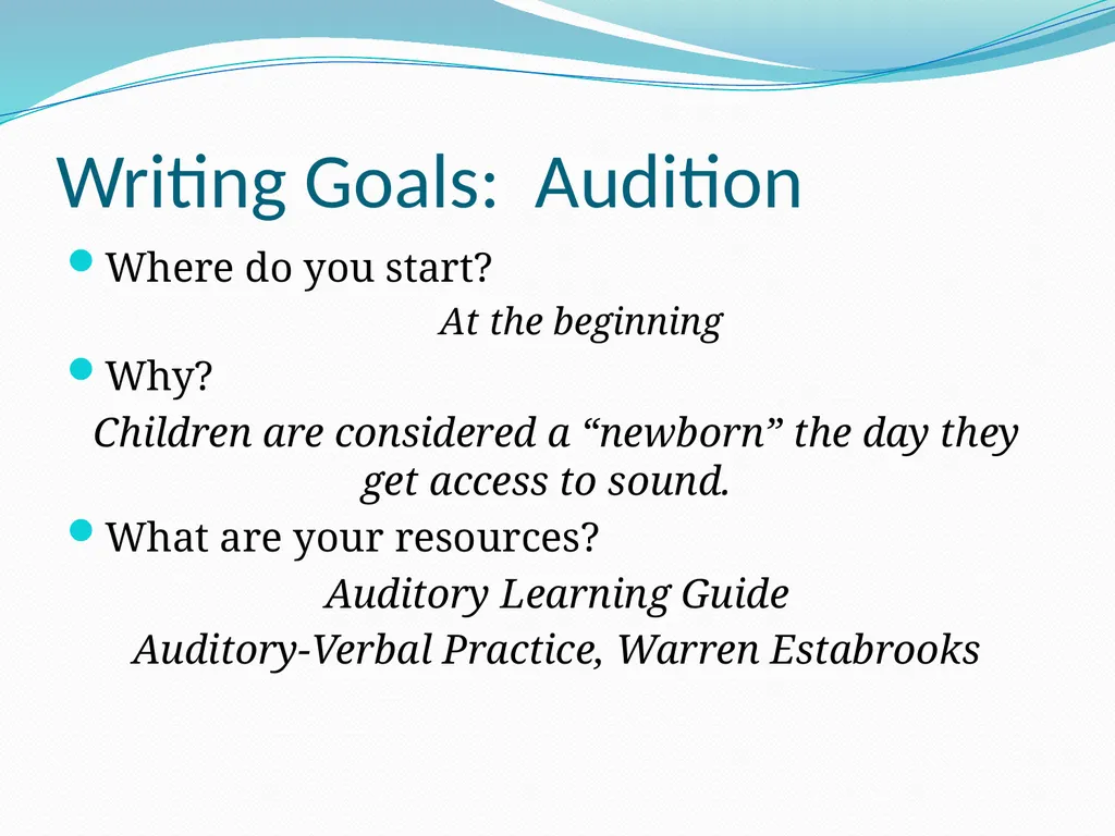 Auditory-Verbal Therapy Shelley Chesney, M.S., - slide 22 of 53