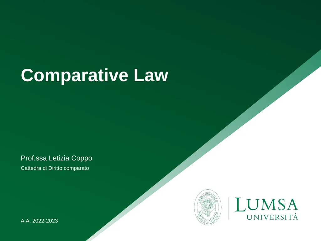 Comparative Law Prof.ssa Letizia Coppo A.A. - slide 1 of 25