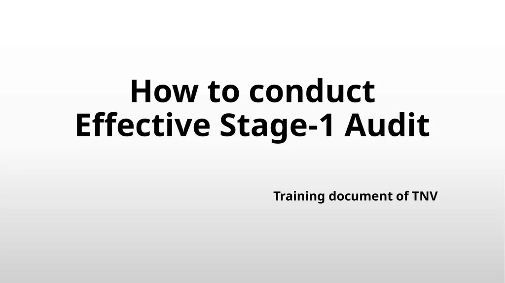 How to conduct Effective Stage-1 Audit Training - slide 1 of 21