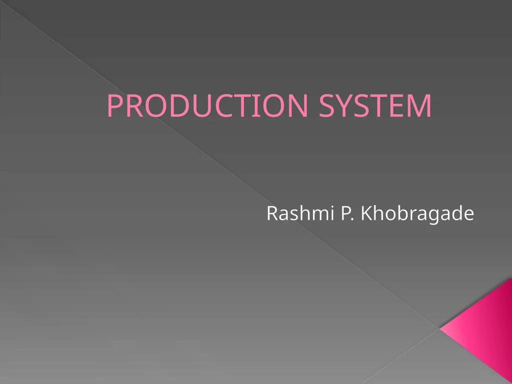 PRODUCTION SYSTEM Rashmi P. Khobragade - slide 1 of 21