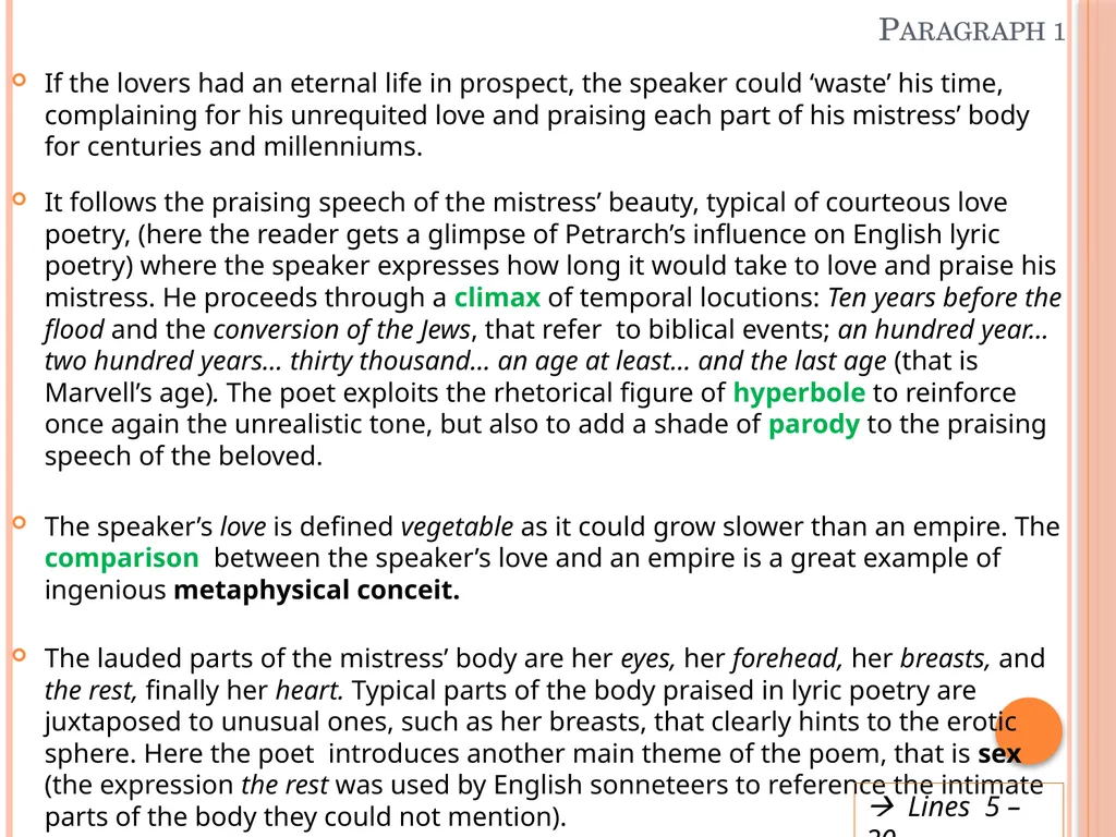 TO HIS COY MISTRESS BY Andrew marvell Table of - slide 13 of 22