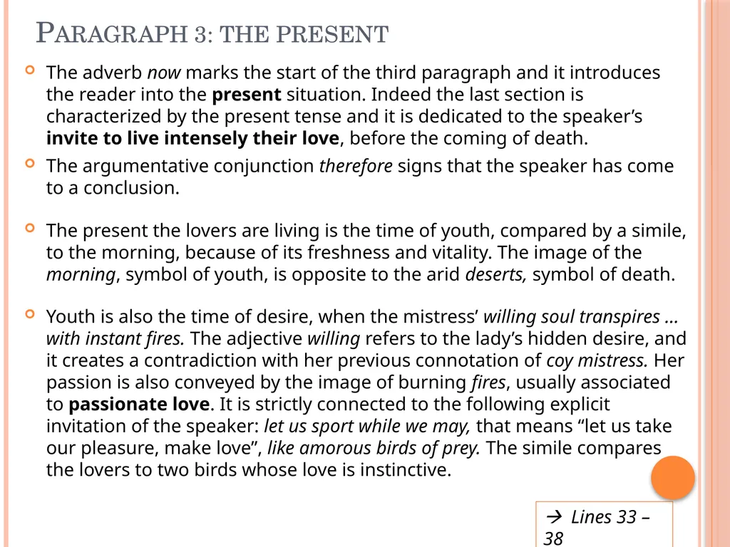 TO HIS COY MISTRESS BY Andrew marvell Table of - slide 16 of 22