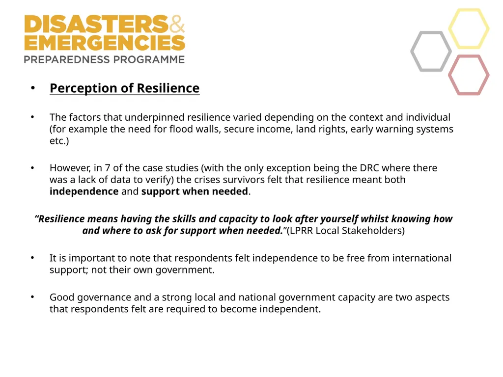 START DEPP: Linking Preparedness Response and - slide 3 of 10
