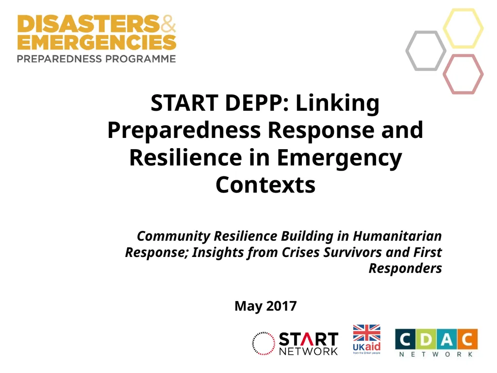 START DEPP: Linking Preparedness Response and - slide 1 of 10
