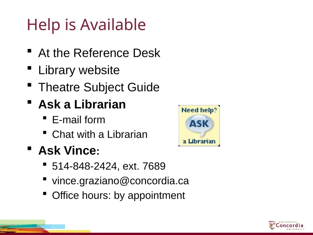 Library Orientation for PERC 303 Monday, January - slide 7 of 7