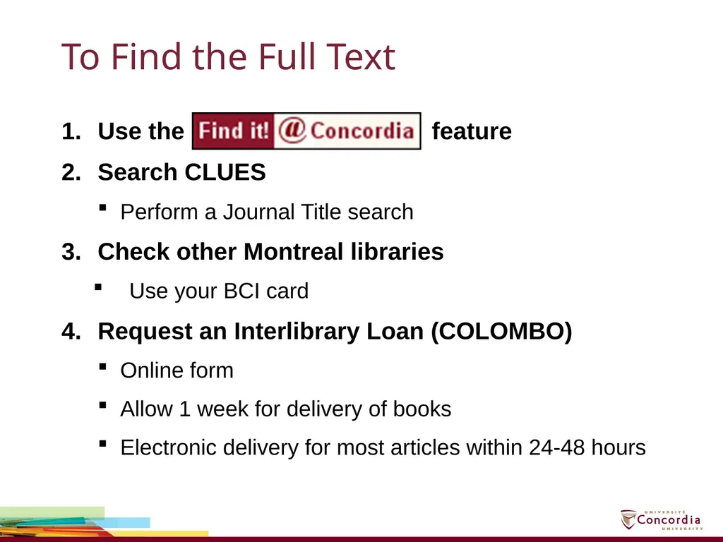 Library Orientation for PERC 303 Monday, January - slide 5 of 7