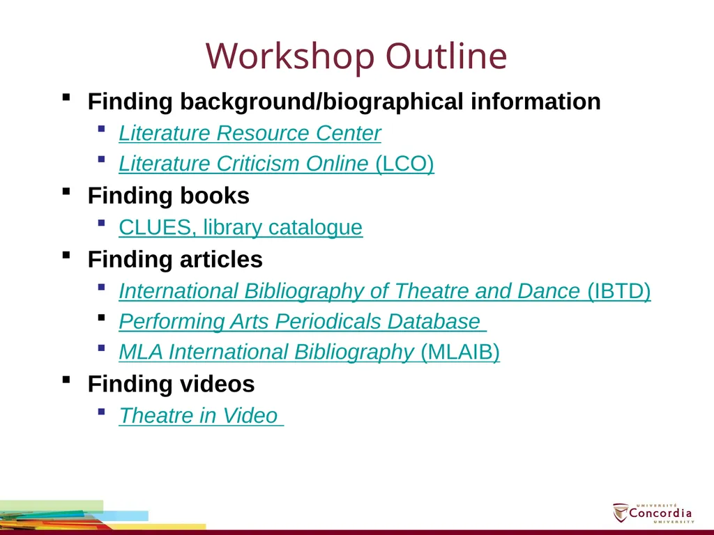 Library Orientation for PERC 303 Monday, January - slide 2 of 7