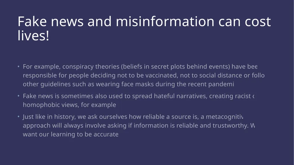 Metacognition and the Dangers of Fake News! - slide 6 of 7