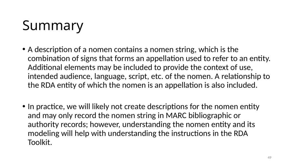 Nomens and Appellations Module 13 1 Understand the - slide 49 of 49